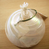 Round White Swirl Glass Oil Lamp